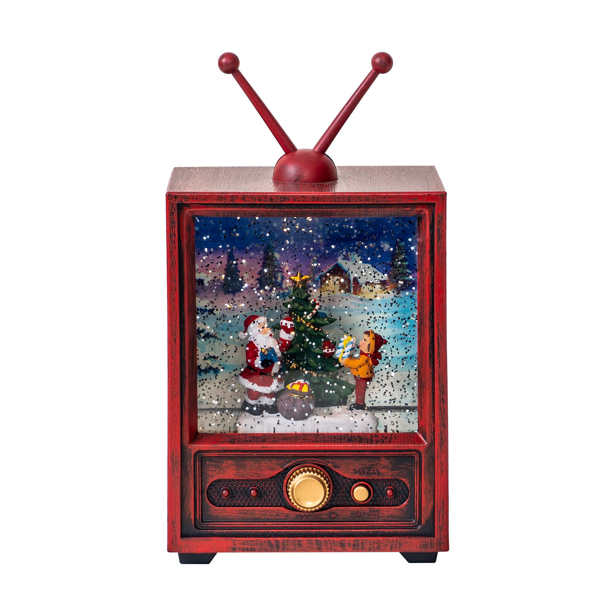 Decoratiune Craciun in forma de TV, luminos, muzical, alimentare USB/ baterii / CD4159 A