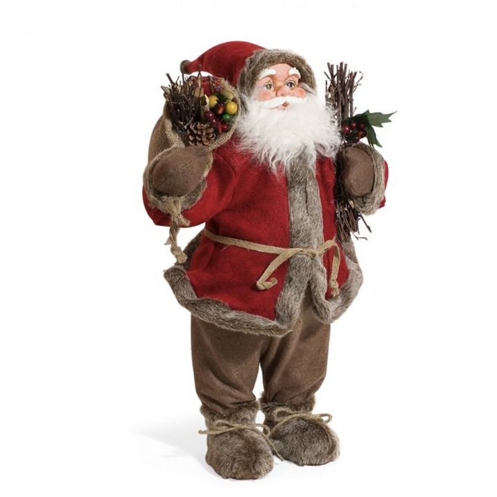 Figurina Mos Craciun realist cu sac in spate, 61 cm