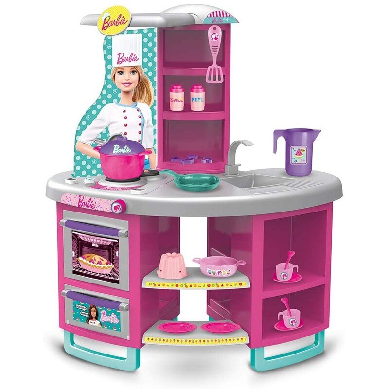 Set bucatarie Barbie cu 25 accesorii, 106 cm, roz