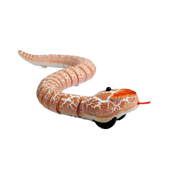 Jucarie interactiva THK, Sarpe cu telecomanda, Maro/Alb, 39cm