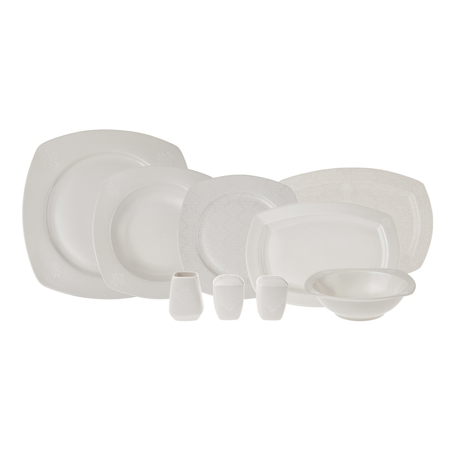 Set de vesela pentru 12 persoane Deren, Karaca, Portelan, Alb, 57 piese