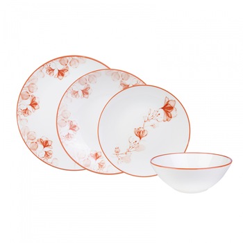 Set vesela pentru 6 persoane Fulya, Karaca, Portelan, Alb/Portocaliu Set vesela pentru 6 persoane Fulya, Karaca, Portelan, Alb/Portocaliu