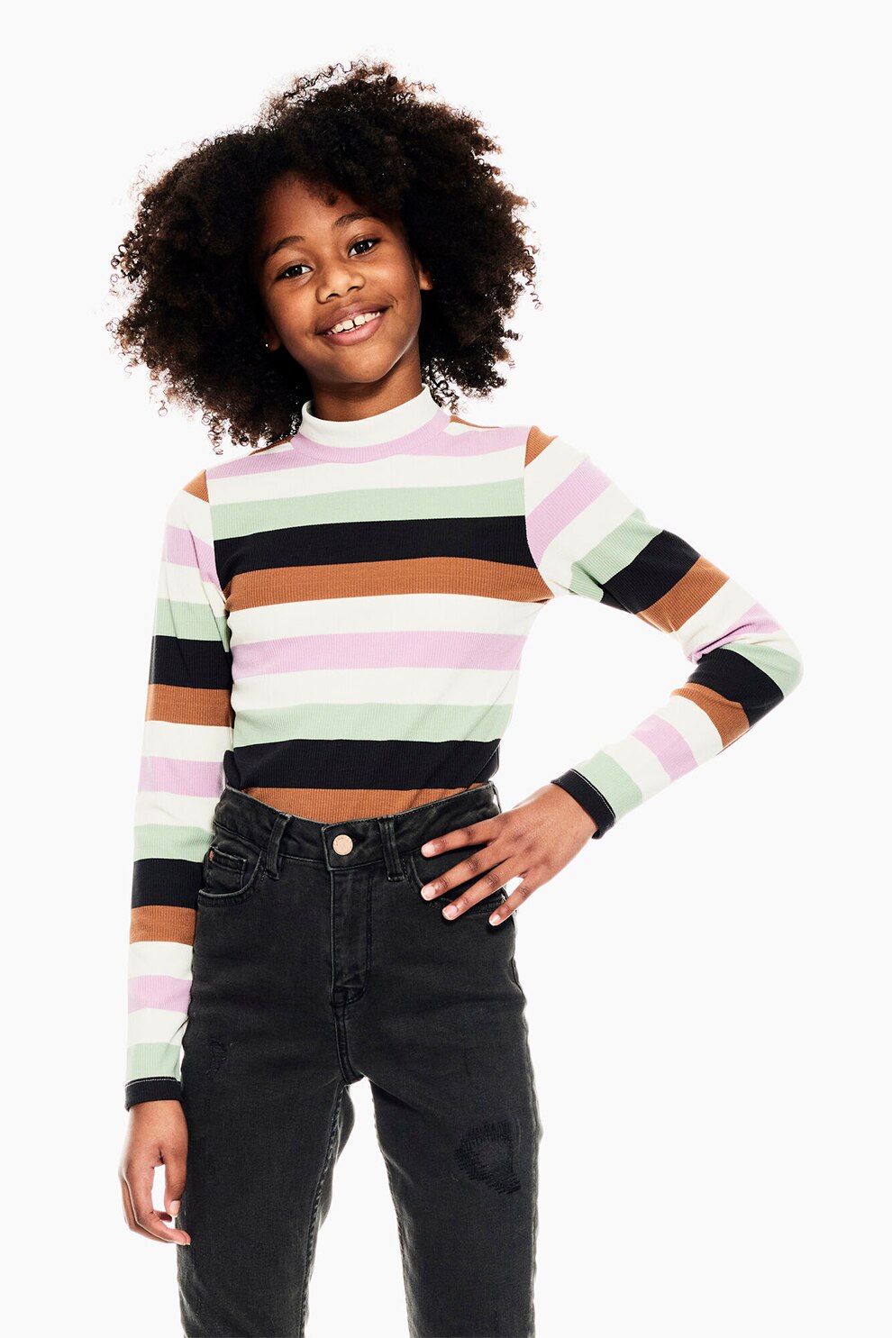 Garcia, Bluza cu dungi si striatii, alb, bleumarin inchis, lila