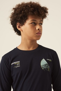 Garcia, Bluza de bumbac cu imprimeu grafic, Bleumarin Garcia, Bluza de bumbac cu imprimeu grafic, Bleumarin