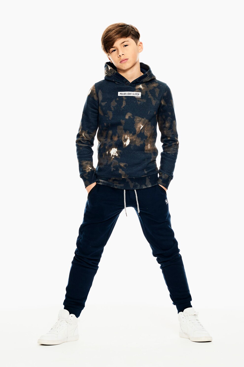 Garcia, Hanorac cu model tie-dye, bleumarin inchis, verde sparanghel