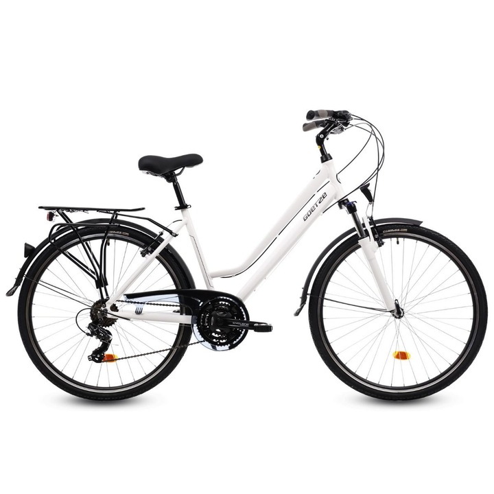 Bicicleta Dama Aluminiu Goetze® Tour, Shimano, Roti din aluminiu marimea 28" Alb 17 inch - 150-167 cm inaltime