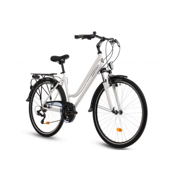 Bicicleta Dama Aluminiu Goetze® Tour, Shimano, Roti din aluminiu marimea 28" Alb 19 inch - 168-185 cm inaltime