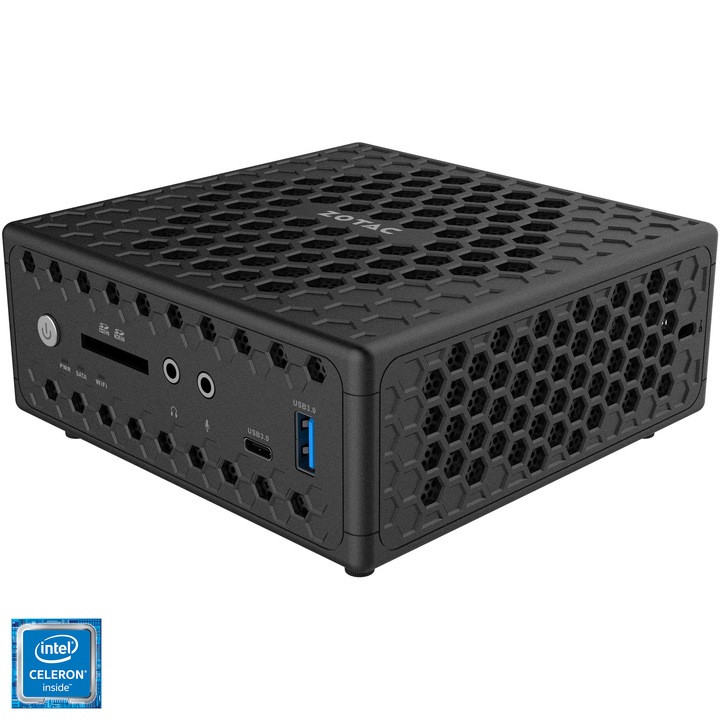 Mini PC Barebone Zotac Zbox, Intel® Celeron® N5100, Без RAM, Без място за съхранение, Wi-Fi, Intel® UHD Graphics, No OS