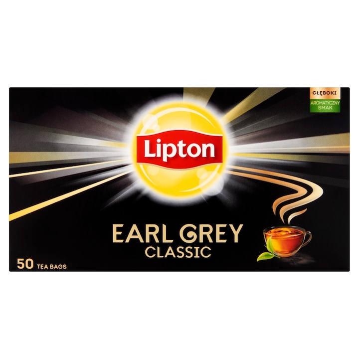 Lipton Earl Grey Classic bergamott ízesítésű fekete tea, 50 filter