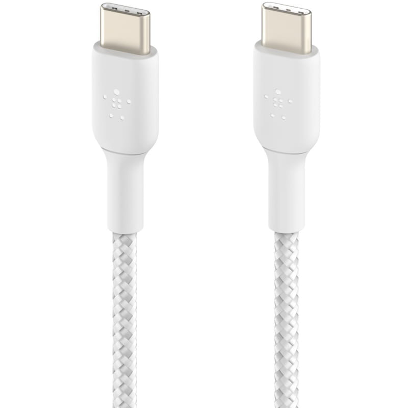 Cablu de date Belkin Boost Charge Braided, USB-C/USB-C, 1 m, Alb