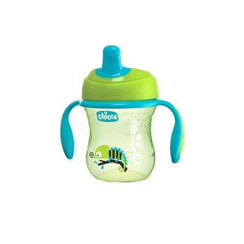 Biberon cu cioc si manere 200 ml Chicco Training Cup 070015, Verde 6 luni+ Biberon cu cioc si manere 200 ml Chicco Training Cup 070015, Verde 6 luni+