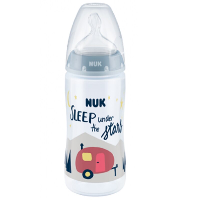 Biberon cu tetina din silicon 300 ml Nuk First Choice+ Limited Edition 216258-1, Albastru 6-18 luni