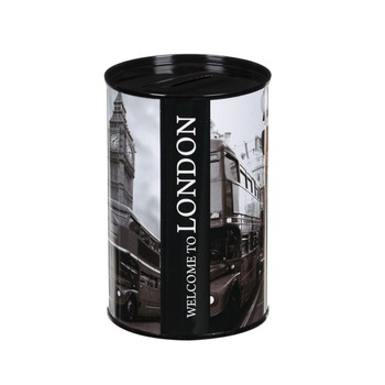 Pusculita metal , Welcome to London , 8 x 13 cm , Negru Pusculita metal , Welcome to London , 8 x 13 cm , Negru