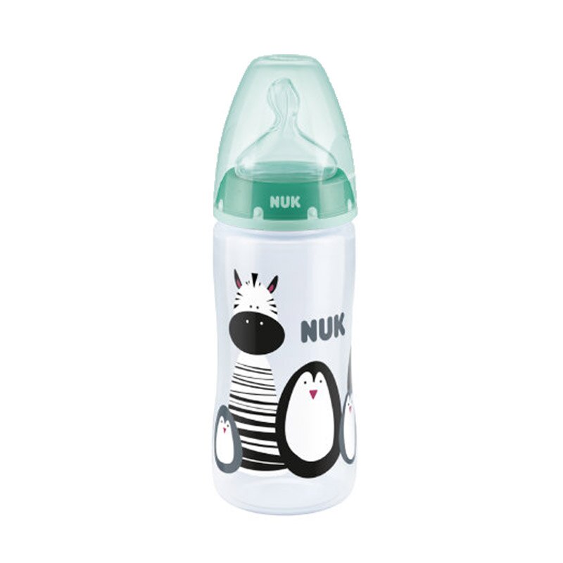 Biberon din polipropilena cu tetina din silicon 300 ml Nuk First Choice+ 216275-2, Verde 6-18 luni
