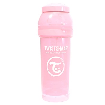 Biberon din polipropilena cu tetina din silicon 260 ml Twistshake Anti-colic 122551, Roz 2+ luni Biberon din polipropilena cu tetina din silicon 260 ml Twistshake Anti-colic 122551, Roz 2+ luni
