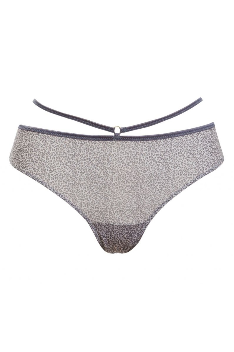 Chilot de colectie frantuzeasca din dantela, plasa si satin cu clin de bumbac, S Complexe Pasion Charme, Gri