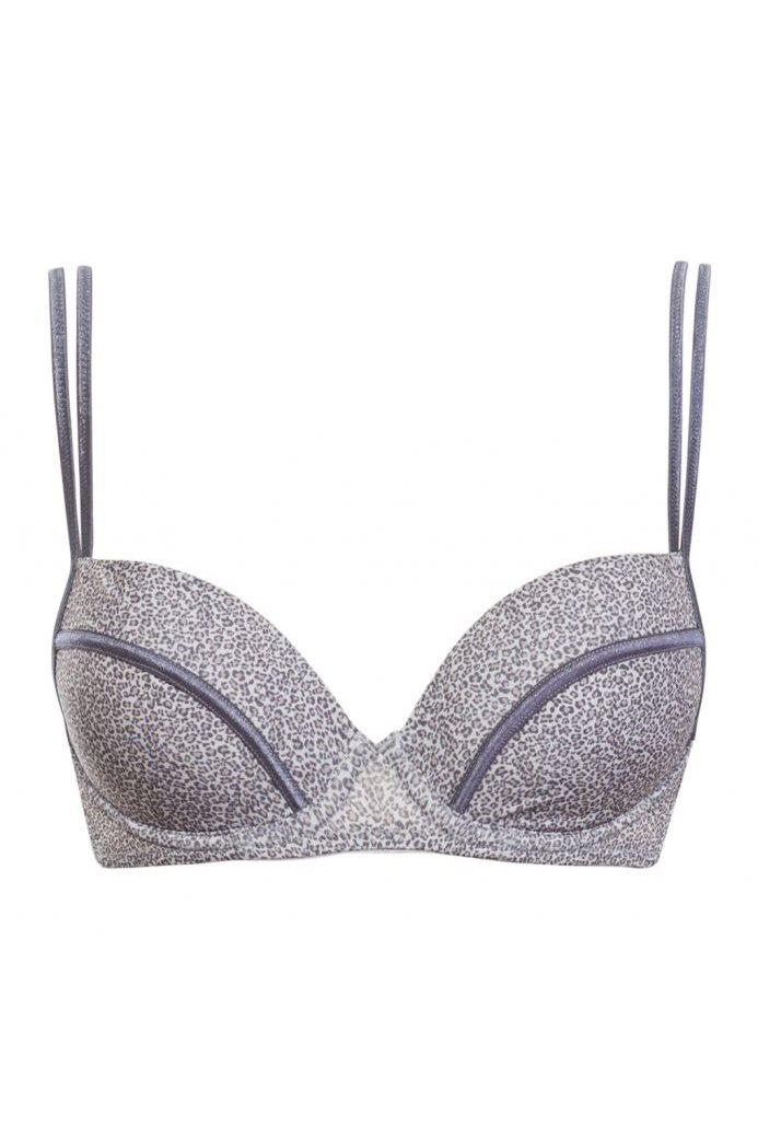 Sutien cu sustinere si burete subtire, din micrifibra , model Animal print Intimamoda Animalier7042, Gri , 75C, Gri