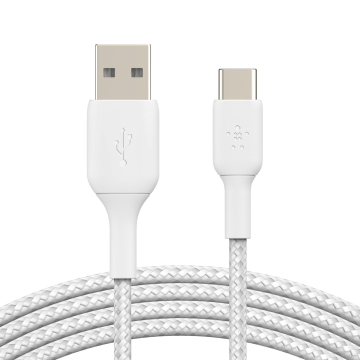 Belkin BOOST↑CHARGE™ USB-C apa - USB-A apa Adat- és töltőkábel 1m - Fehér (CAB002BT1MWH)