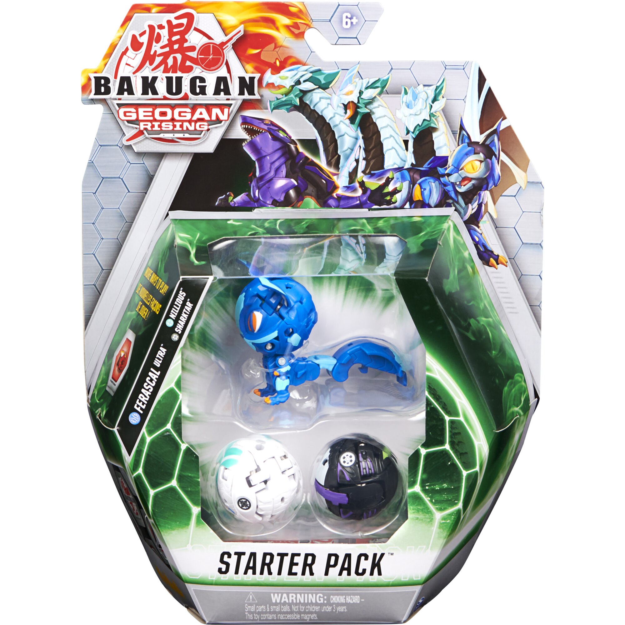 Figurina Bakugan Geogan Rising - Starter Pack, Ferascal Ultra, Nillious Sharktar