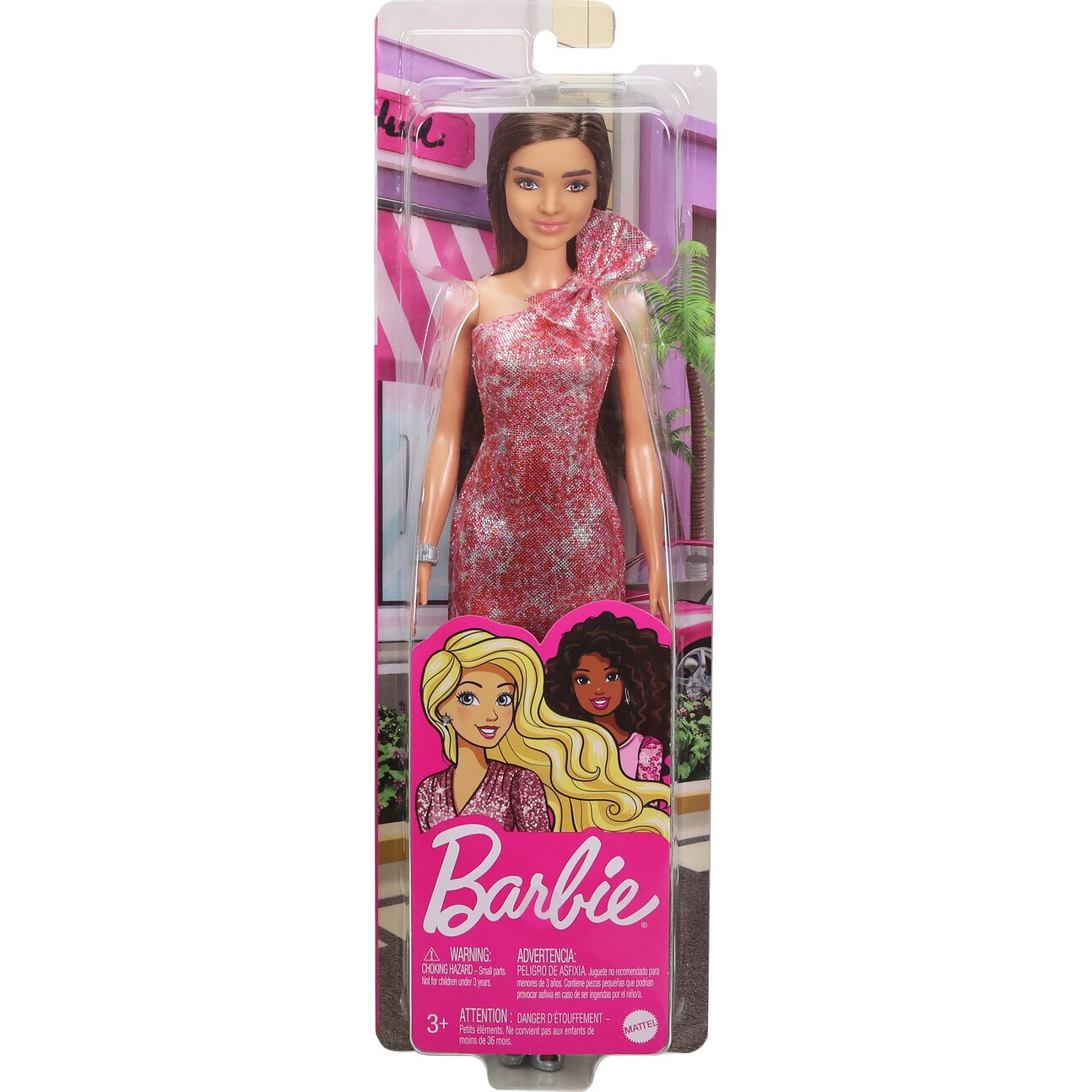 Papusa Barbie - Glitz, satena cu Rochita Rosie