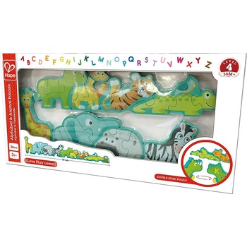 Puzzle Hape 2 in 1 - Alfabet si animale, 26 piese Puzzle Hape 2 in 1 - Alfabet si animale, 26 piese