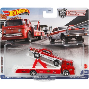 Set masinute Hot Wheels Car Culture - Team transport, Mercury Comet Cyclone 65' cu masinuta Ford C-800, 1:64 Set masinute Hot Wheels Car Culture - Team transport, Mercury Comet Cyclone 65' cu masinuta Ford C-800, 1:64