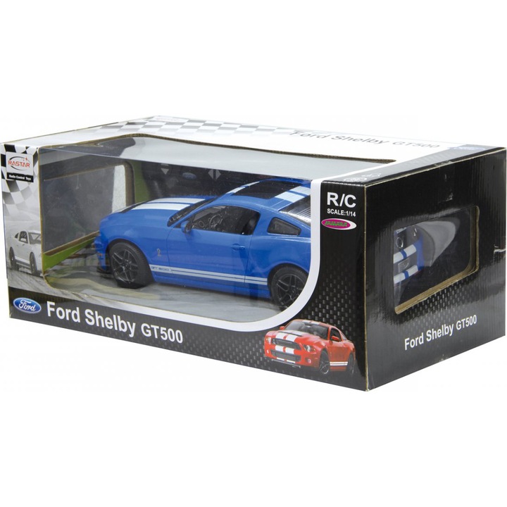 Masinuta Rastar RC - Ford Shelby GT500, albastru, 1:14