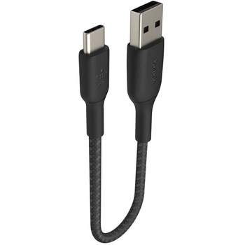 Cablu de date Belkin Boost Charge Braided, USB/USB-C, 15 cm, Negru