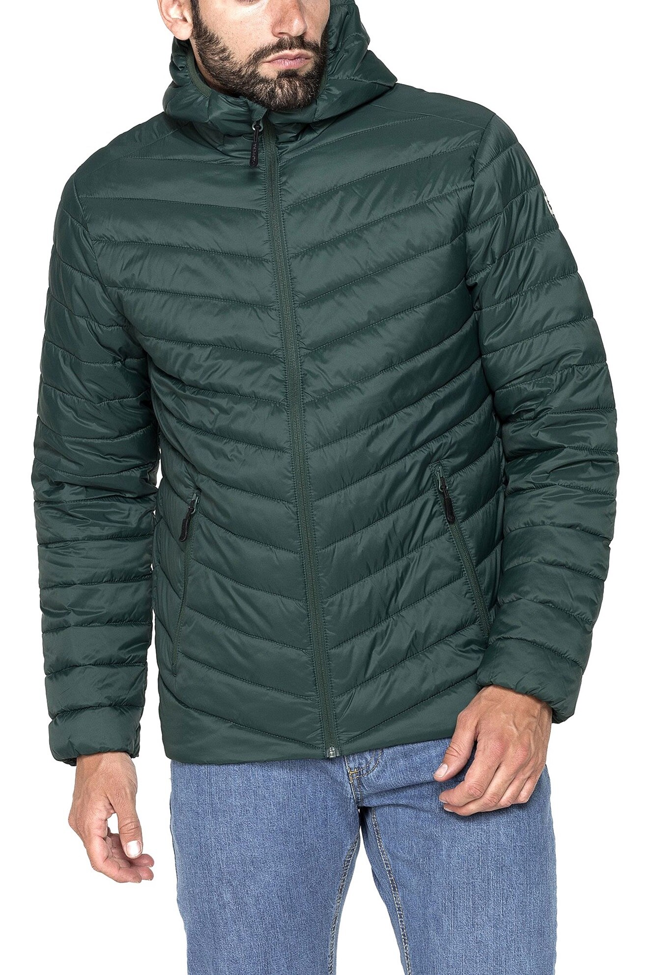 Geaca matlasata ultralight , Carrera , Regular fit, Verde