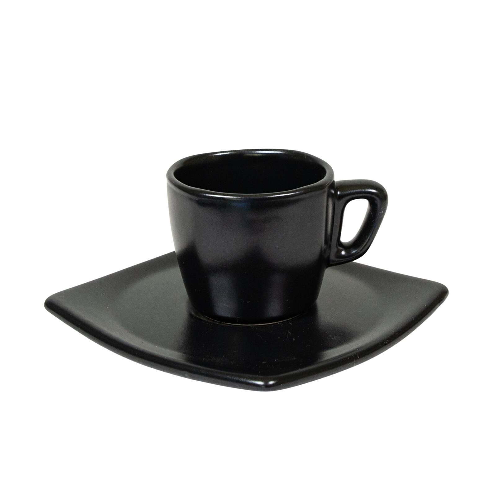 Set ceasca cu farfurie pentru expresso, Cesiro, 80 ml, Negru Obscur Mat