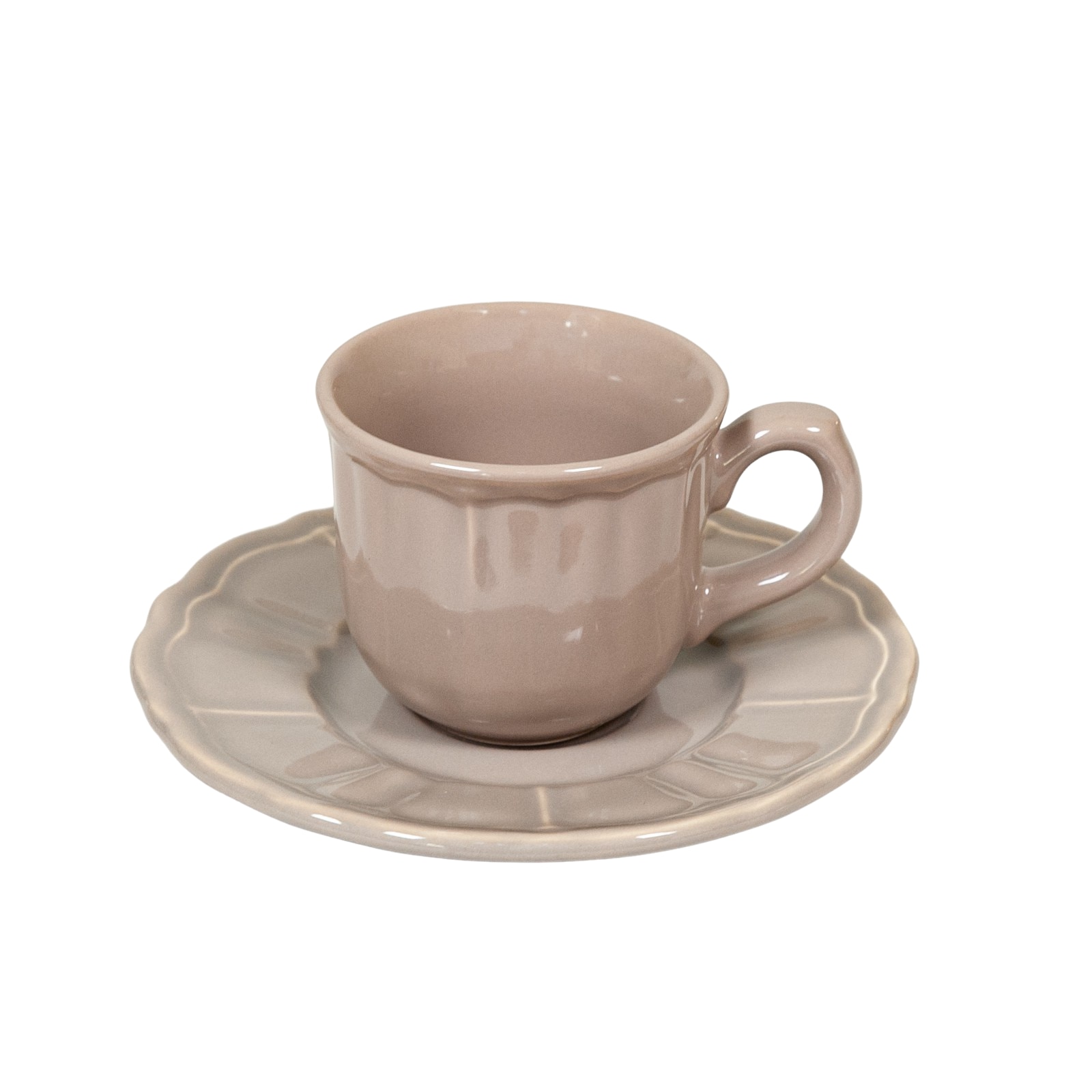 Set ceasca cu farfurie pentru expresso, Cesiro, 80 ml, Maro Luminos