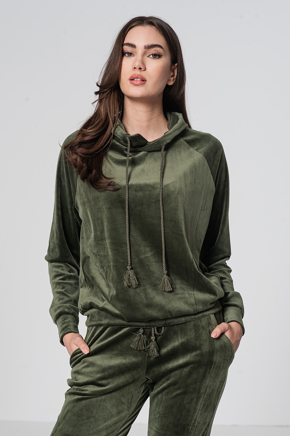 Hunkemoller, Hanorac de casa cu aspect catifelat, Verde