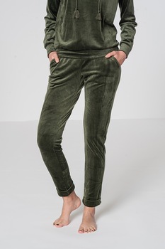 Hunkemoller, Pantaloni de casa cu aspect catifelat, Verde Hunkemoller, Pantaloni de casa cu aspect catifelat, Verde