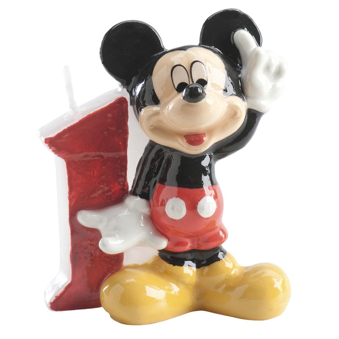 Lumanare aniversara pentru tort, cifra 1, Mickey Mouse, 3D, 6.5 cm, multicolor