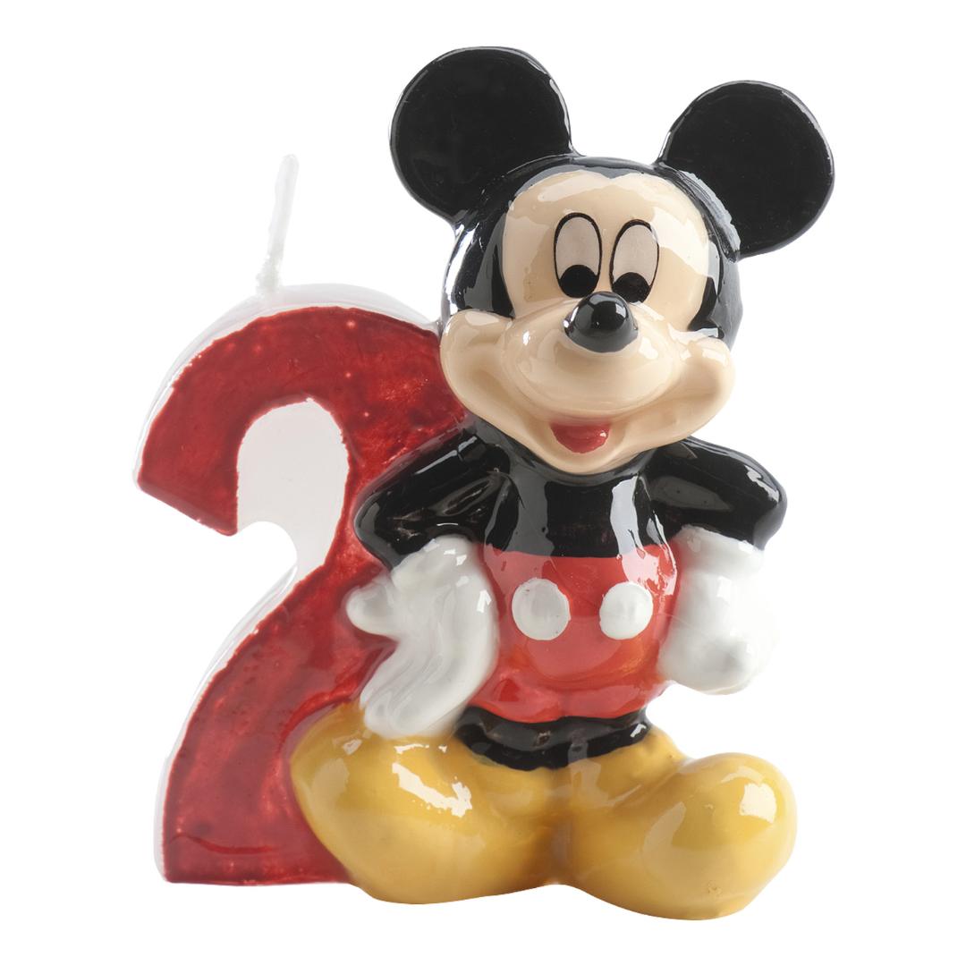 Lumanare aniversara pentru tort, cifra 2, Mickey Mouse, 3D, 6.5 cm, multicolor