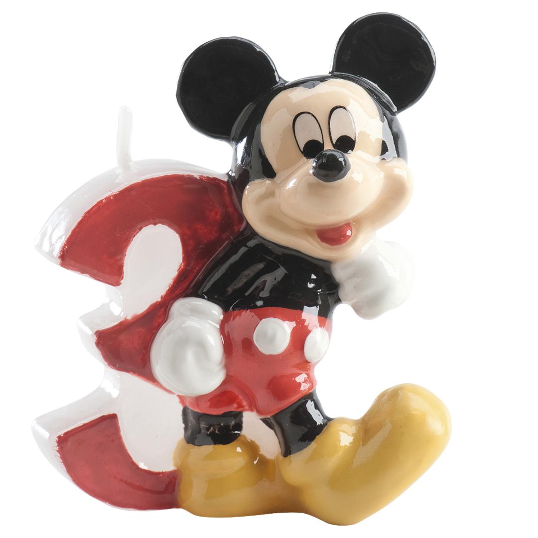 Lumanare aniversara pentru tort, cifra 3, Mickey Mouse, 3D, 6.5 cm, multicolor