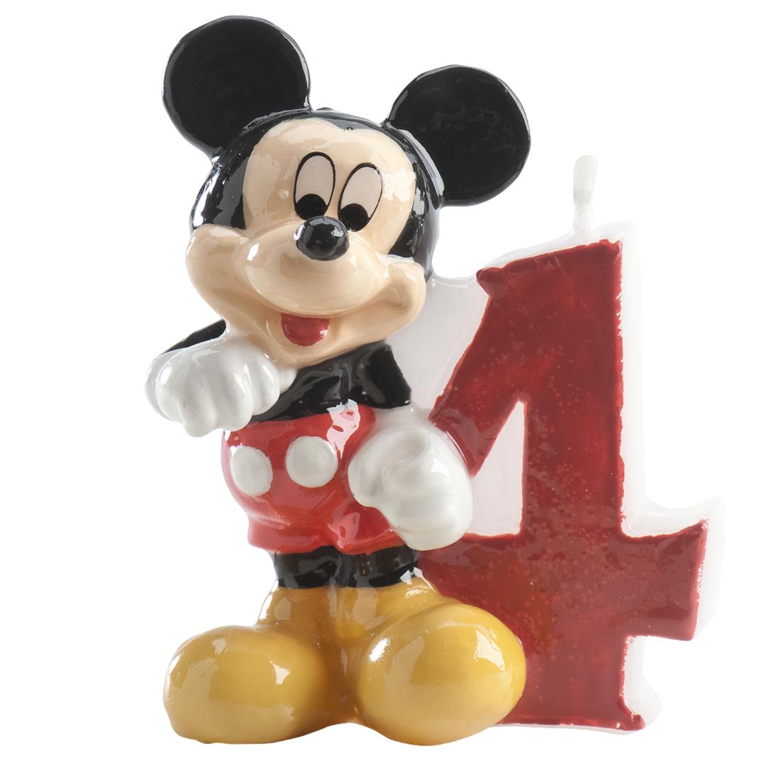 Lumanare aniversara pentru tort, cifra 4, Mickey Mouse, 3D, 6.5 cm, multicolor