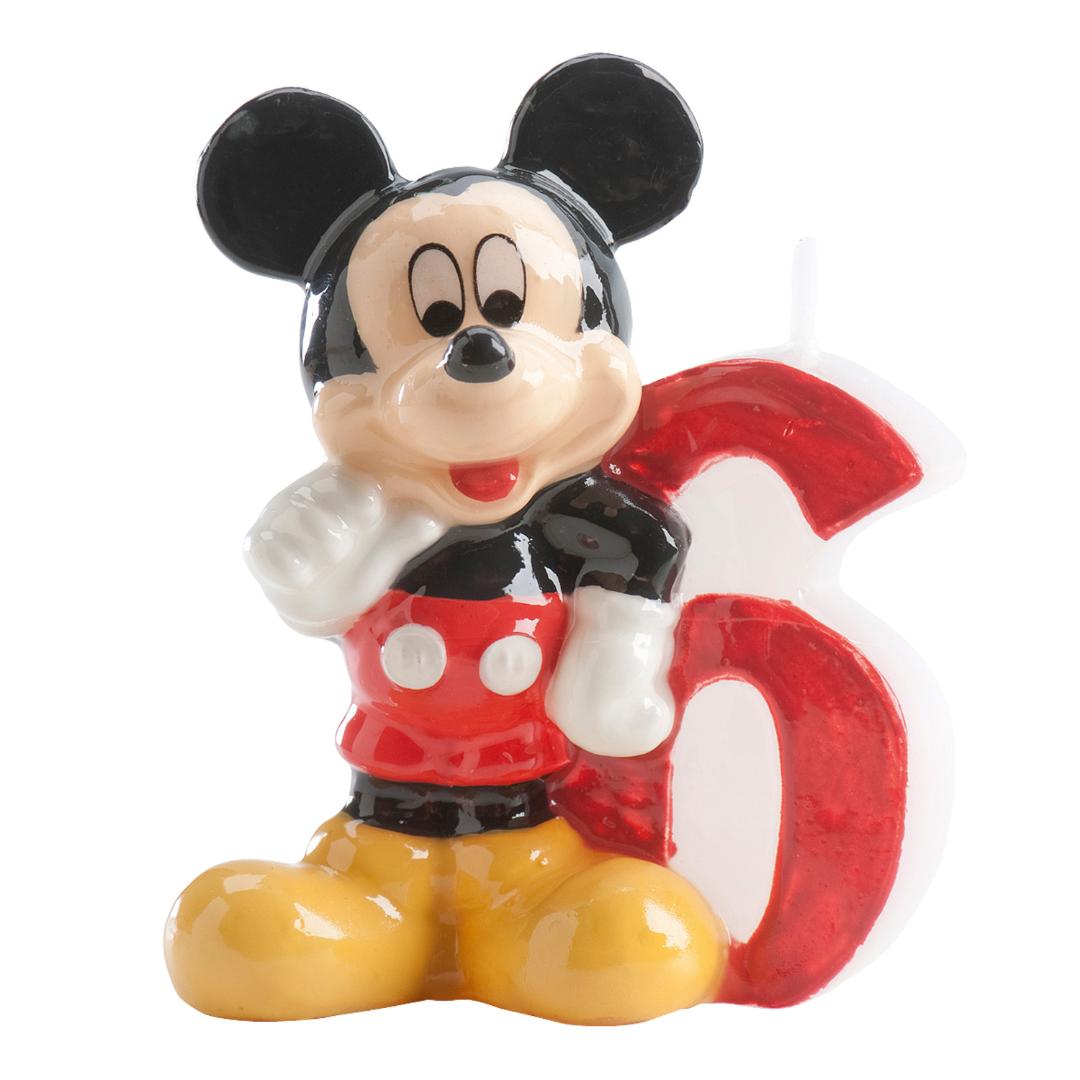 Lumanare aniversara pentru tort, cifra 6, Mickey Mouse, 3D, 6.5 cm, multicolor