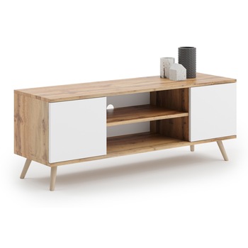 Comoda TV FOCUS 155 x 50 x 40 cm pe picioare din lemn in stil scandinav Comoda TV FOCUS 155 x 50 x 40 cm pe picioare din lemn in stil scandinav