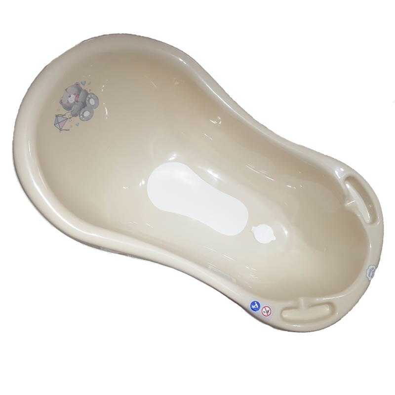 Cadita cu scurgere 84 cm pentru bebelusi Maltex Bear 002114, Crem