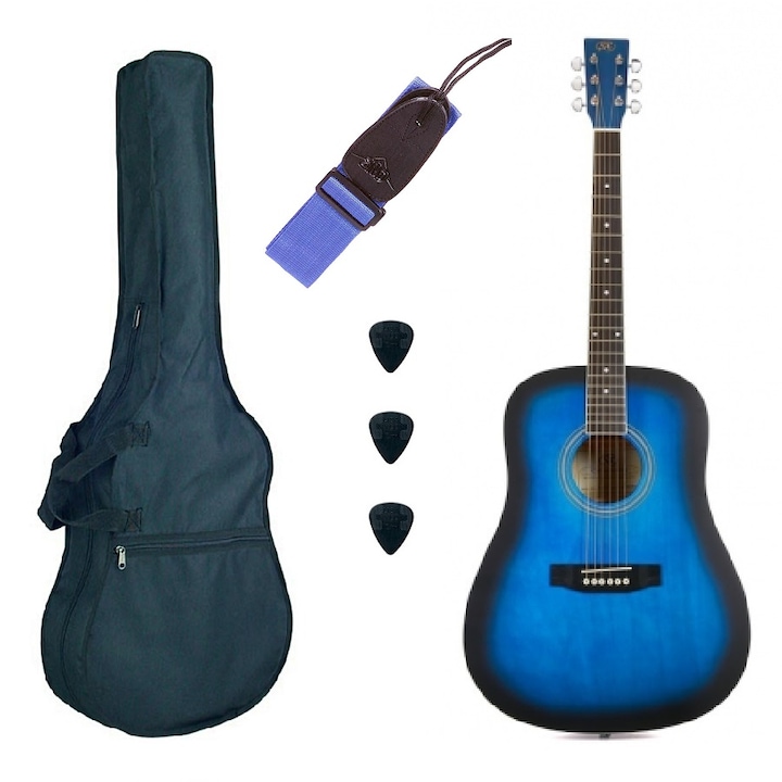 SX SD104BUS Basic1 Akusztikus gitár szett, kék matt