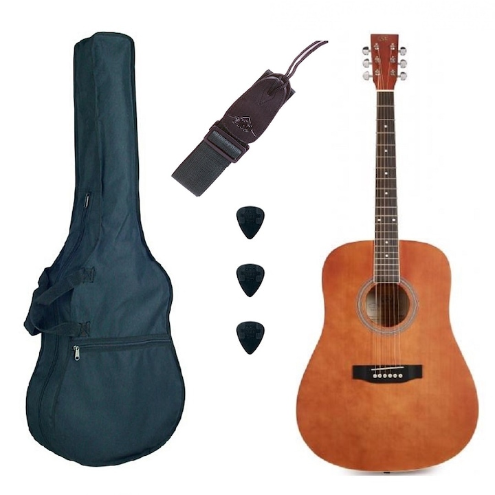 SX SD104BR Basic1 Akusztikus gitár szett, barna matt