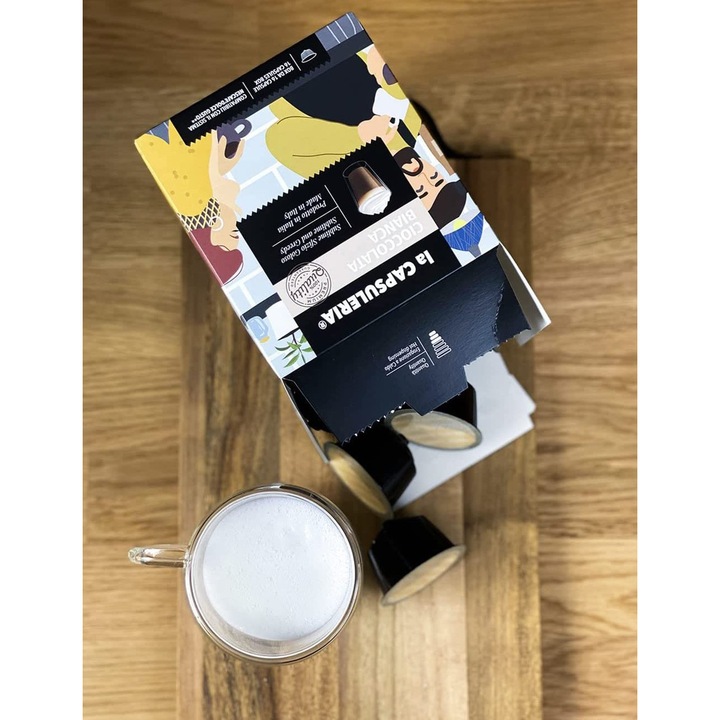 Capsule Ciocolata Calda Alba La Capsuleria, 16 capsule, compatibile cu Dolce Gusto