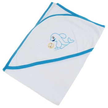 Prosop cu gluga 90 x 90 cm pentru baieti Pifou 9001A7, Alb Prosop cu gluga 90 x 90 cm pentru baieti Pifou 9001A7, Alb