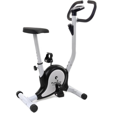 Bicicleta de Antrenament, Mecanica, Gym&Fitness, SmartVIBE, Display cu Afisaj Monitorizare, Inaltime Reglabila, Manere acoperite cu Neopren, Structura Solida, Reglare Rezistenta, Pedale Anti-Alunecare, Negru/Alb reducere Emag