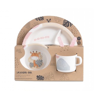 Set de masa cu 5 piese Cangaroo Savana Pink Set de masa cu 5 piese Cangaroo Savana Pink