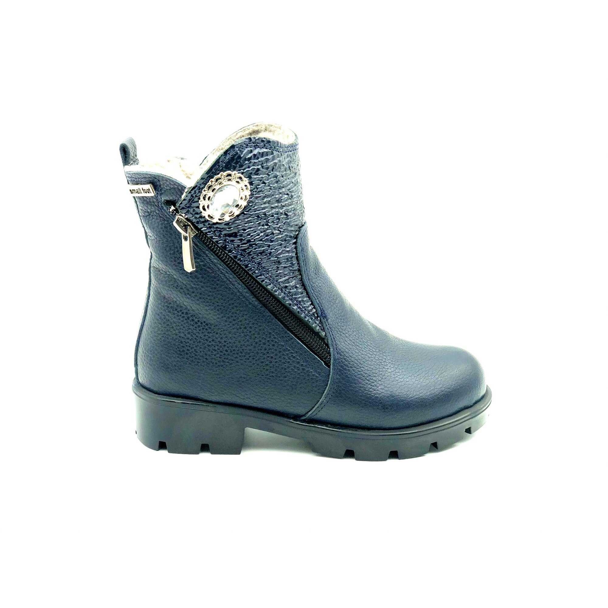 Cizme copii Sibel Bebe EVO1192, ortopedice, piele naturala, imblanite, Bleumarin
