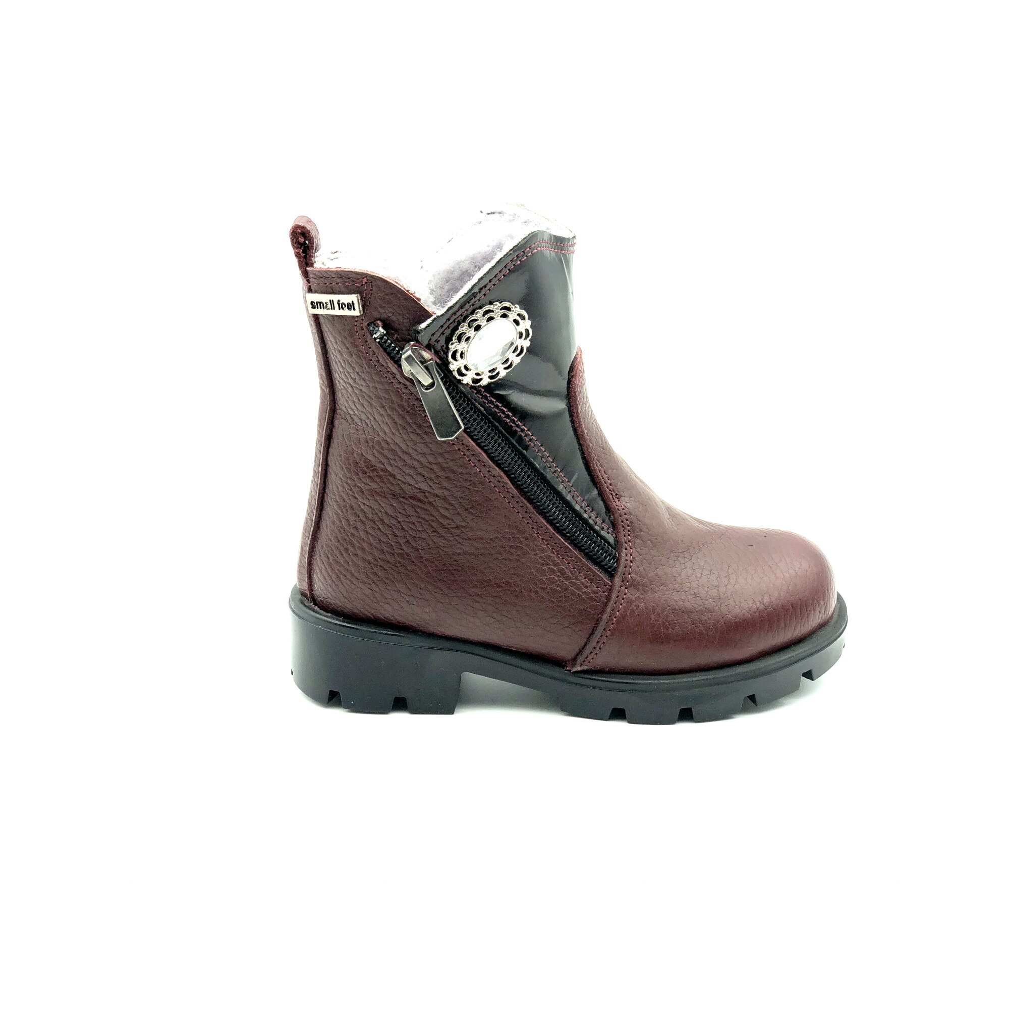 Cizme copii Sibel Bebe EVO1192, ortopedice, piele naturala, imblanite, Bordo, numarul