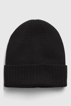 GAP, Caciula elastica tricotata din amestec de bumbac organic, Negru GAP, Caciula elastica tricotata din amestec de bumbac organic, Negru