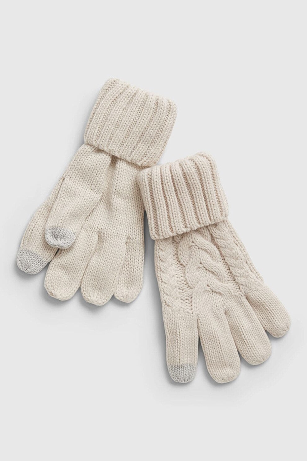 GAP, Manusi cu model torsade compatibile cu ecrane tactile, Alb fildes